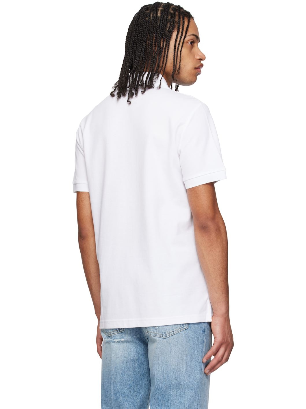 White Embroidered Logo Polo - 3
