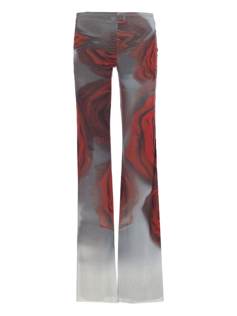 Jean Paul Gaultier rose-print mesh trousers outlook