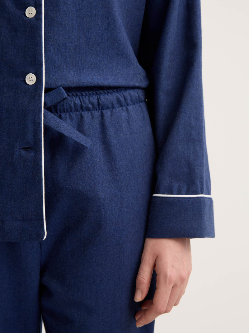 Women's Pajamas Balmoral 3 Brushed Cotton Navy 7