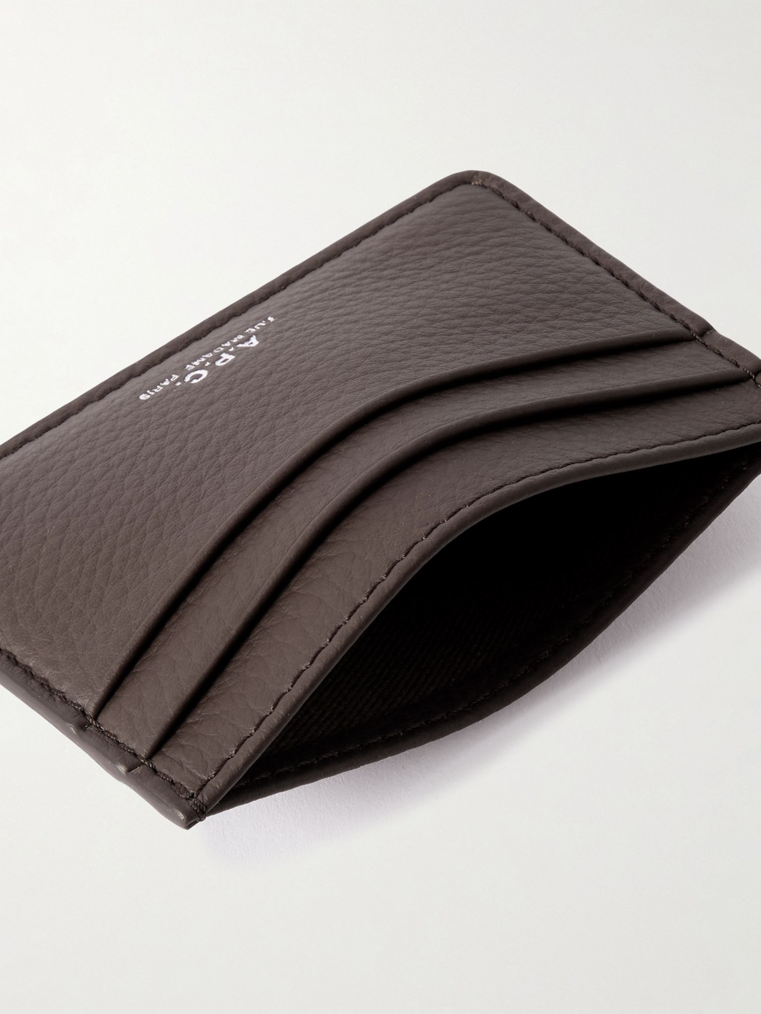 Logo-Print Full-Grain Leather Cardholder Brown - 4