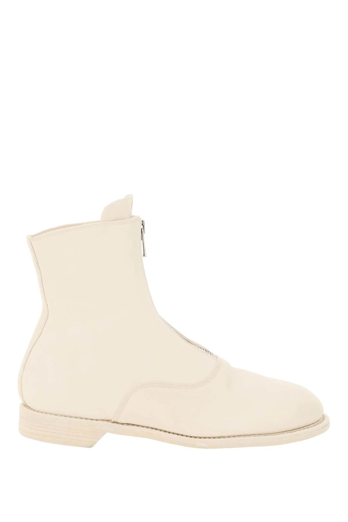 FRONT ZIP LEATHER ANKLE BOOTS - 1