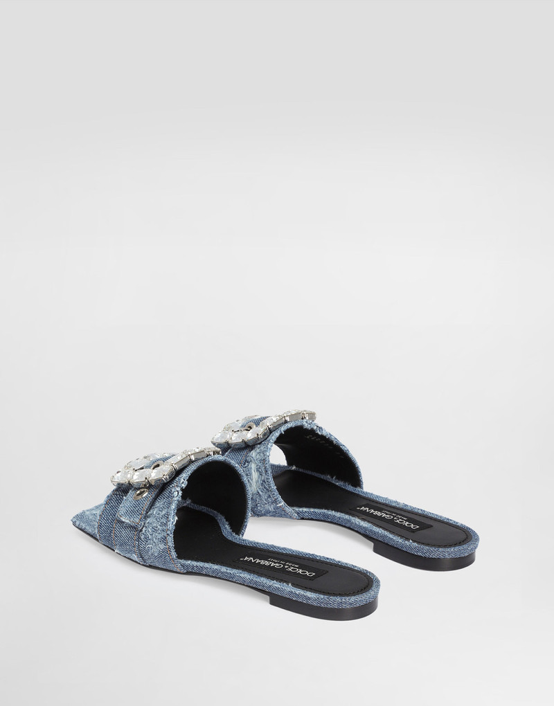 Dolce & Gabbana Patchwork denim slides with rhinestone buckle outlook