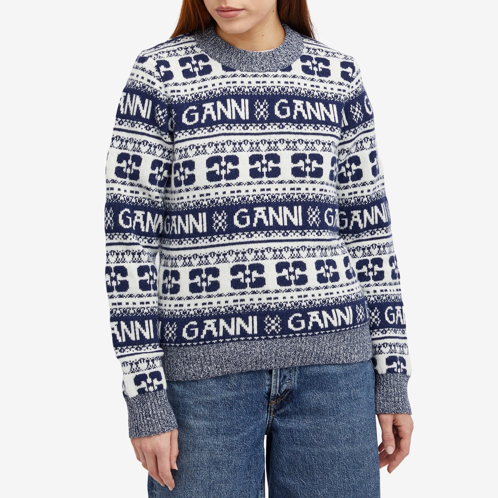GANNI Logo Wool Mix O-Neck Pullover - 2