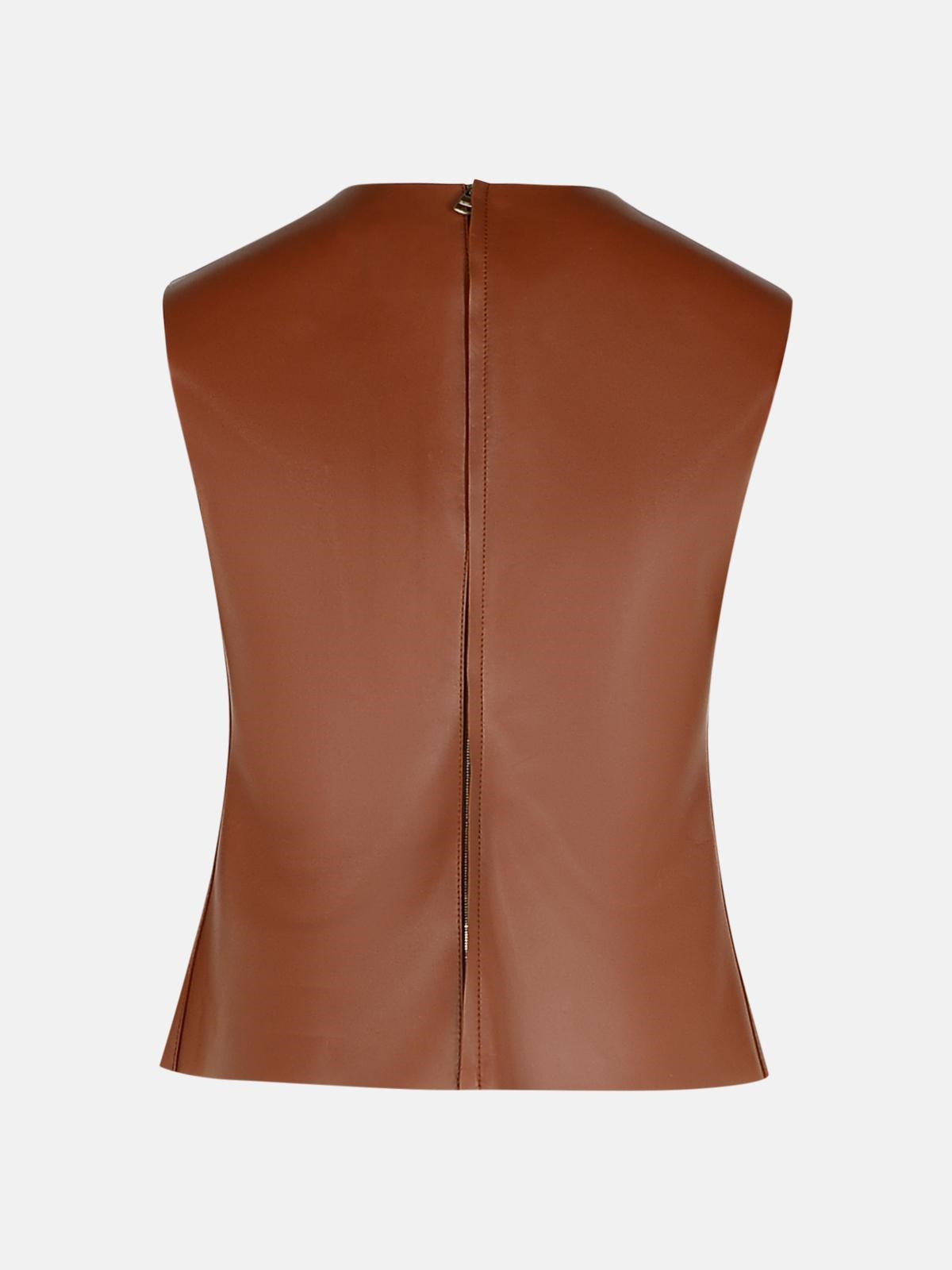 BROWN LEATHER TANK TOP - 3