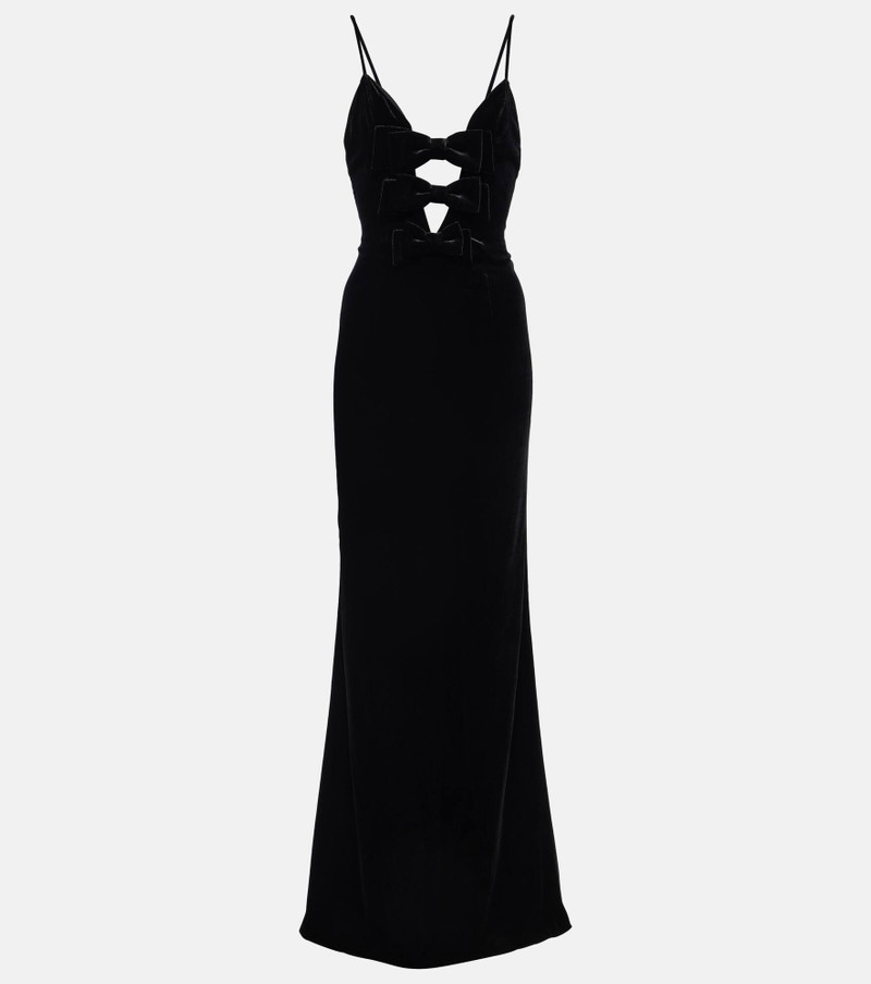 Bow-detail velvet gown - 1