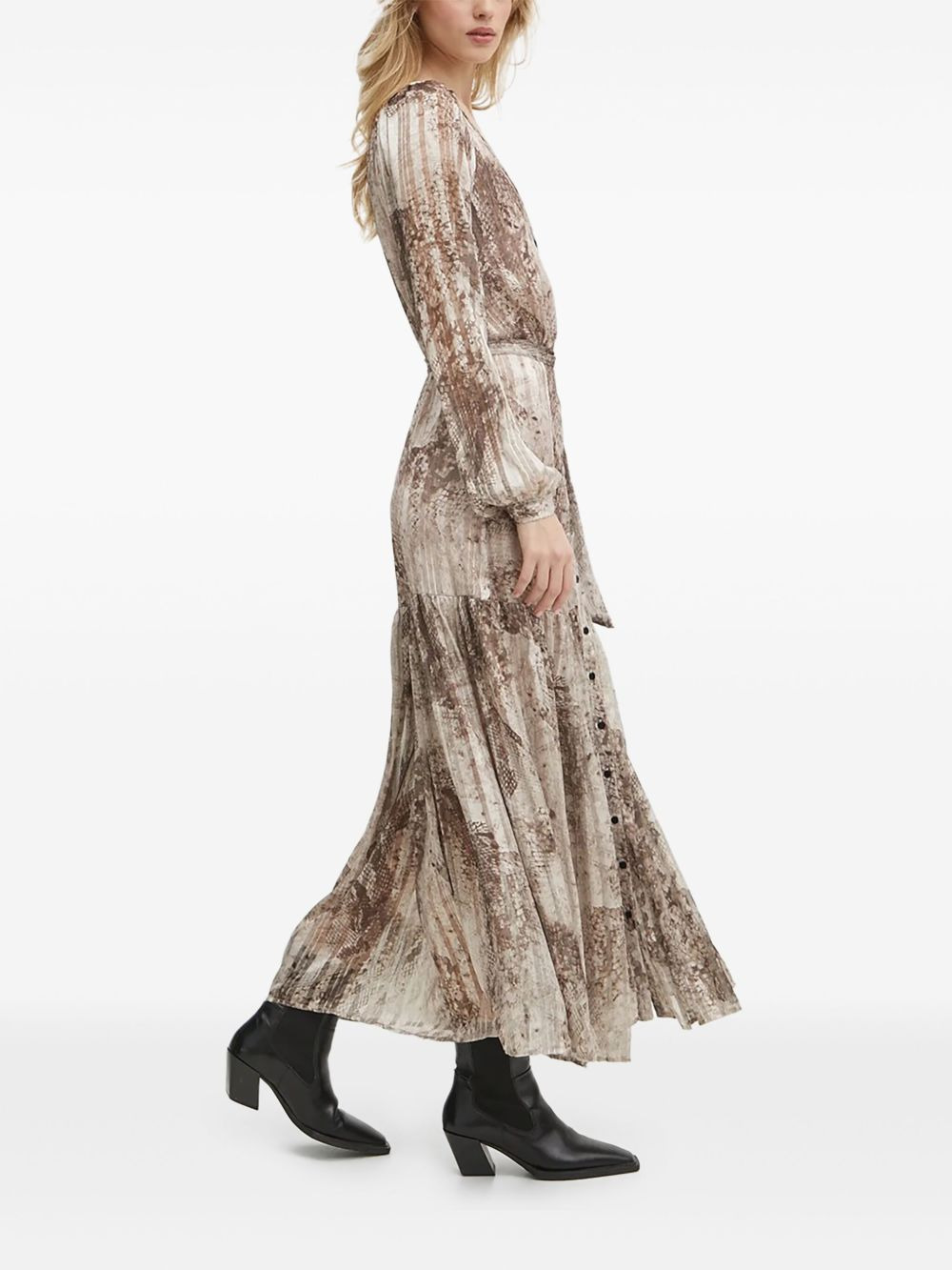snakeskin-print maxi dress - 4