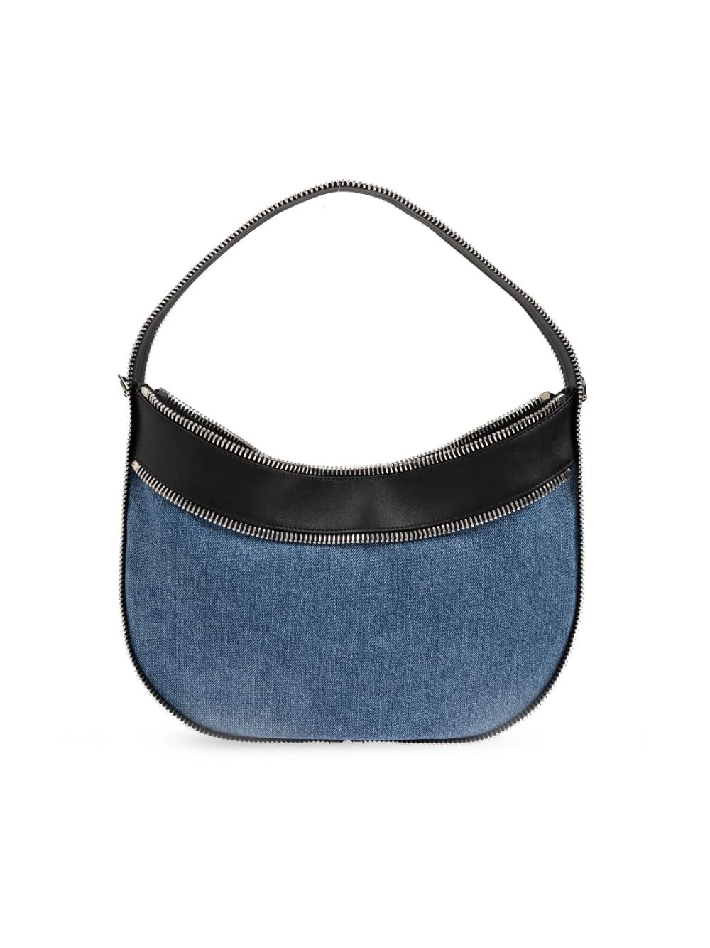 logo-plaque denim shoulder bag - 3