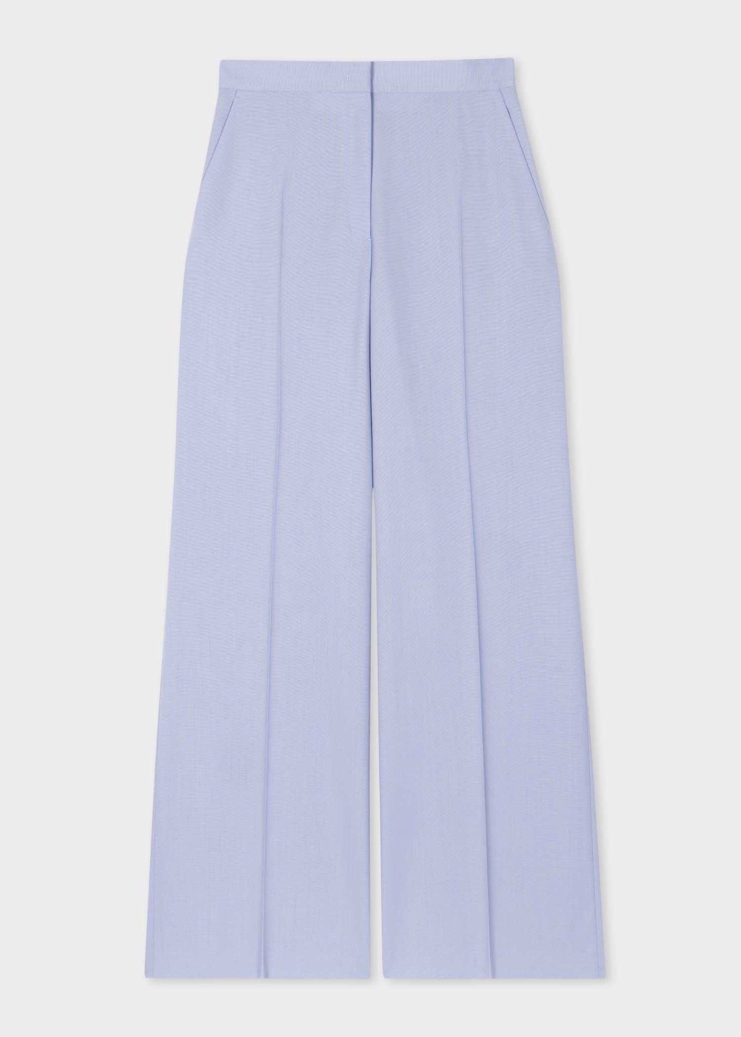 Pale Blue Wool Wide-Leg Trousers - 1