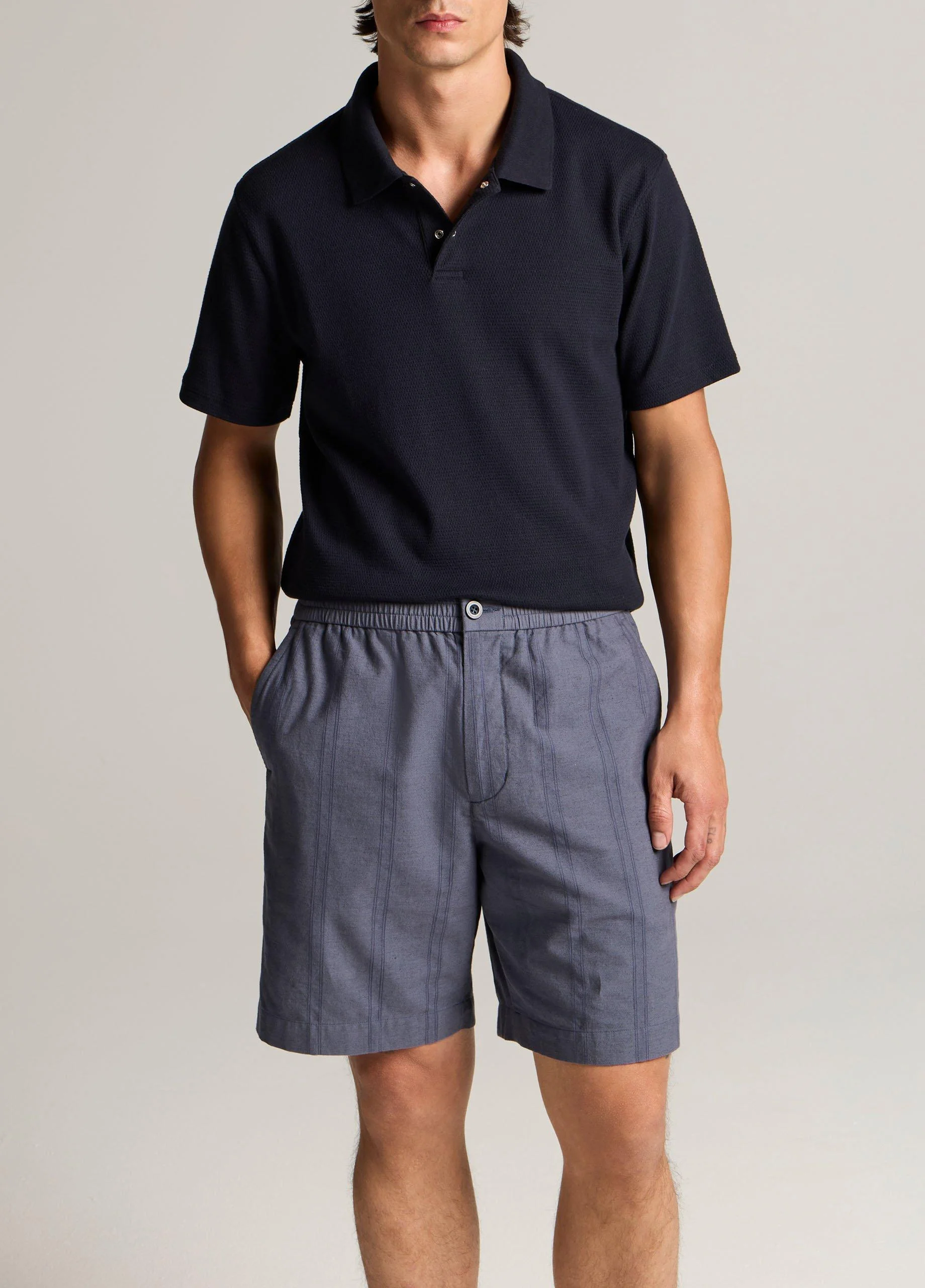 Mesh-Knit Cotton-Blend Snap Polo Shirt - 1