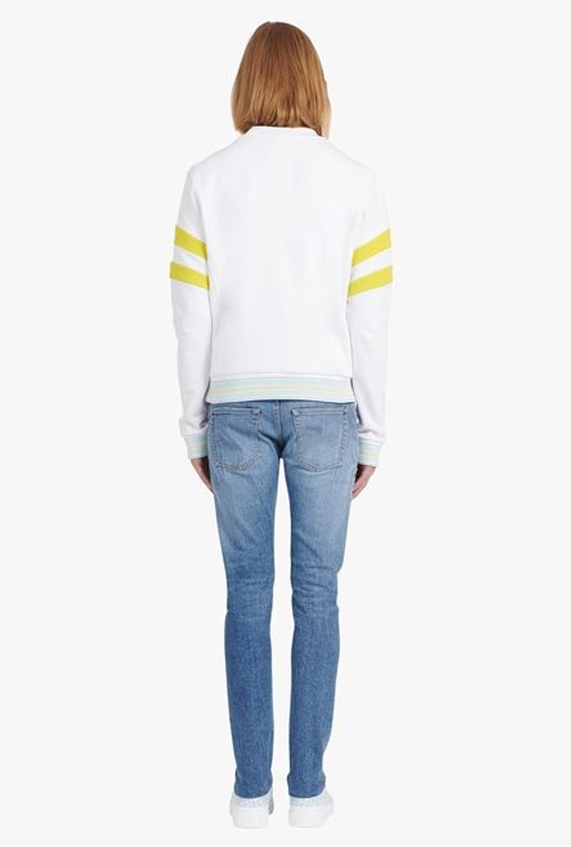 White eco-designed cotton sweatshirt with embroidered pale blue Balmain logo 3