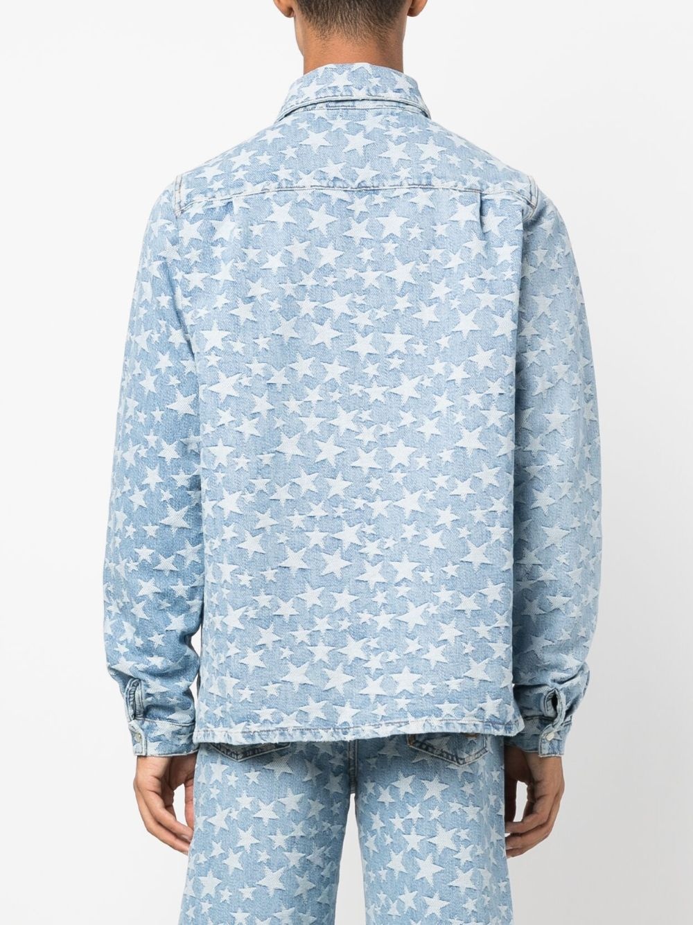star-pattern cotton denim shirt - 5