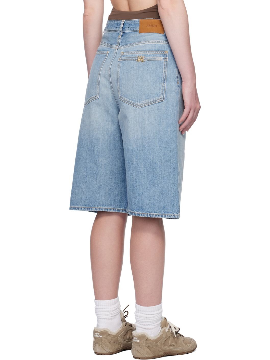 Blue Faded Denim Shorts - 3