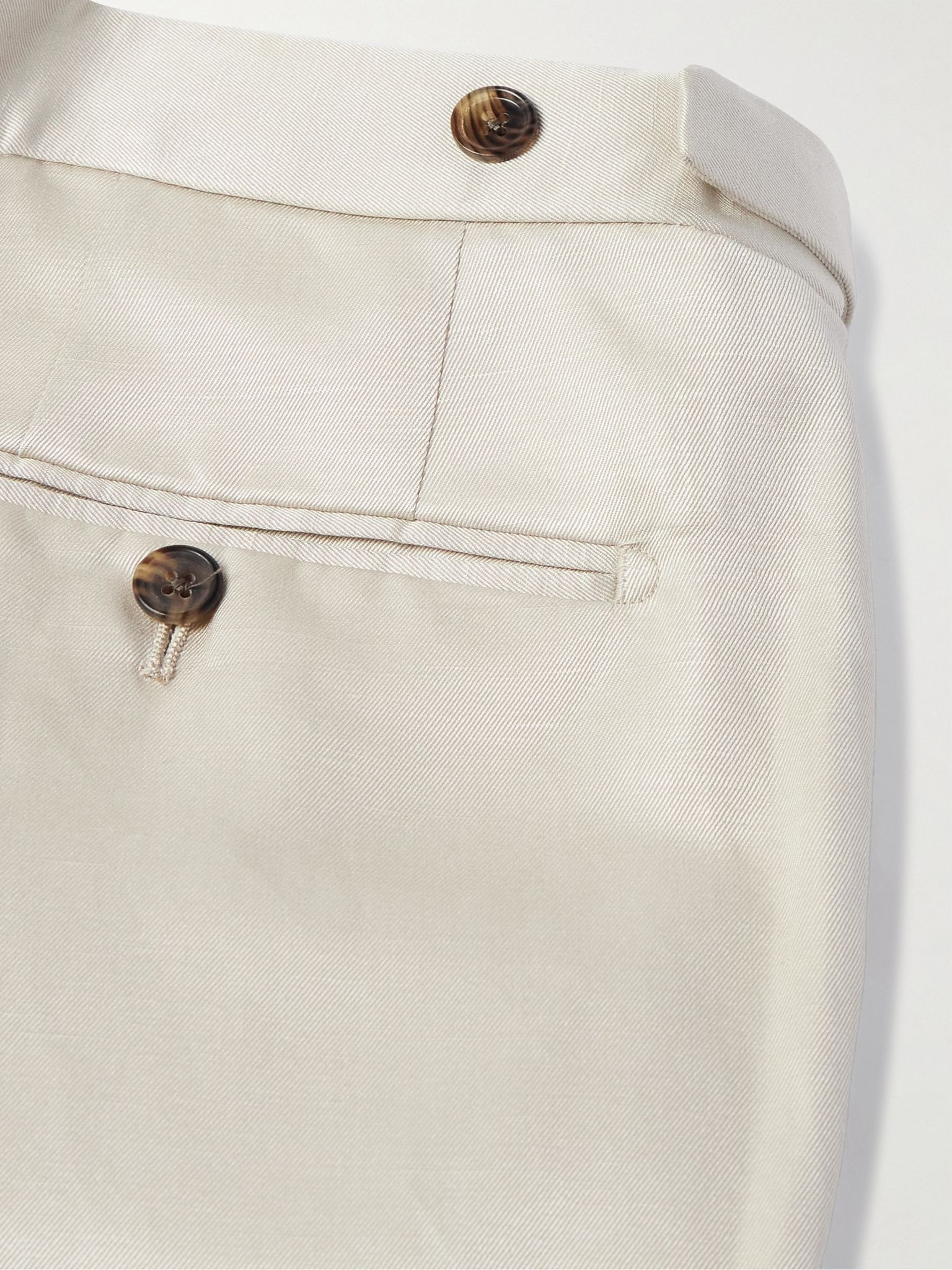 Dyllan Straight-Leg Silk and Linen-Blend Twill Suit Trousers Cream - 5