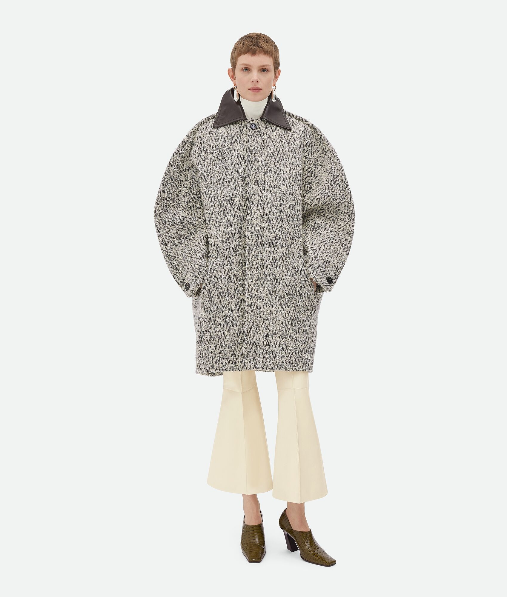 Wool Boucle Chevron Coat - 4