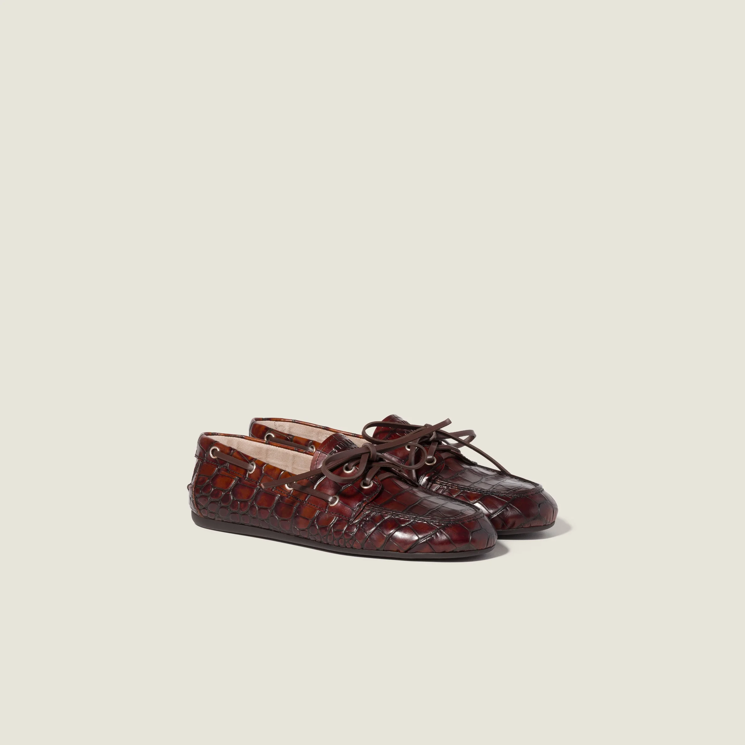 Croco-print leather Deck shoes - 1
