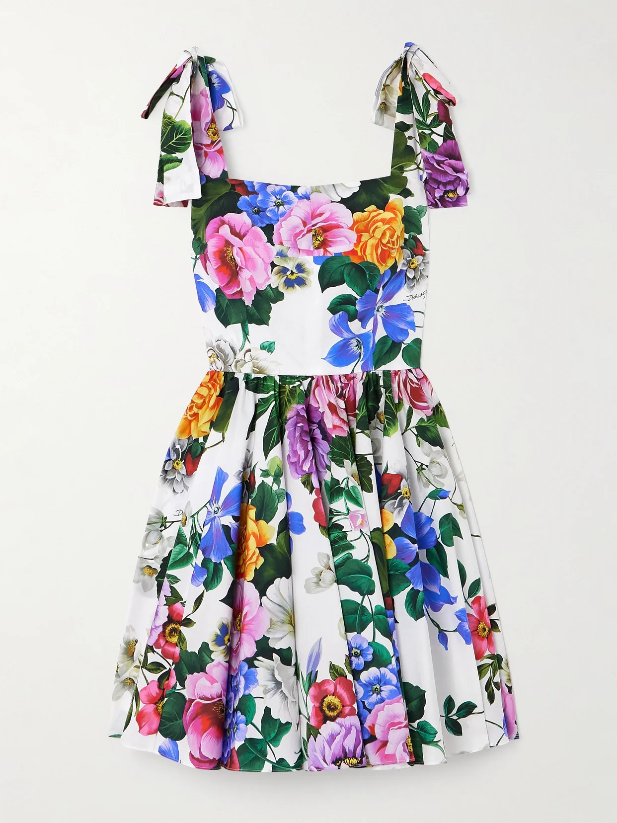 Floral-print Cotton-blend Poplin Mini Dress - 1