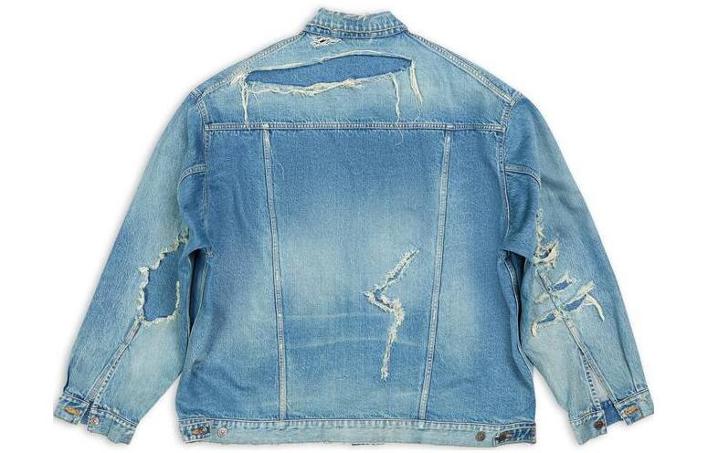 Balenciaga Destroyed Denim Jacket 'Blue' 727840TNW014268 - 2