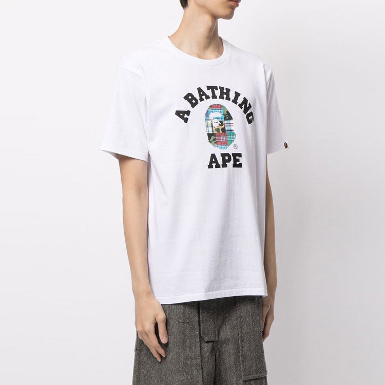 A Bathing Ape Plaid Small Short Sleeve Tee 'White' 1G30-110-046 - 4