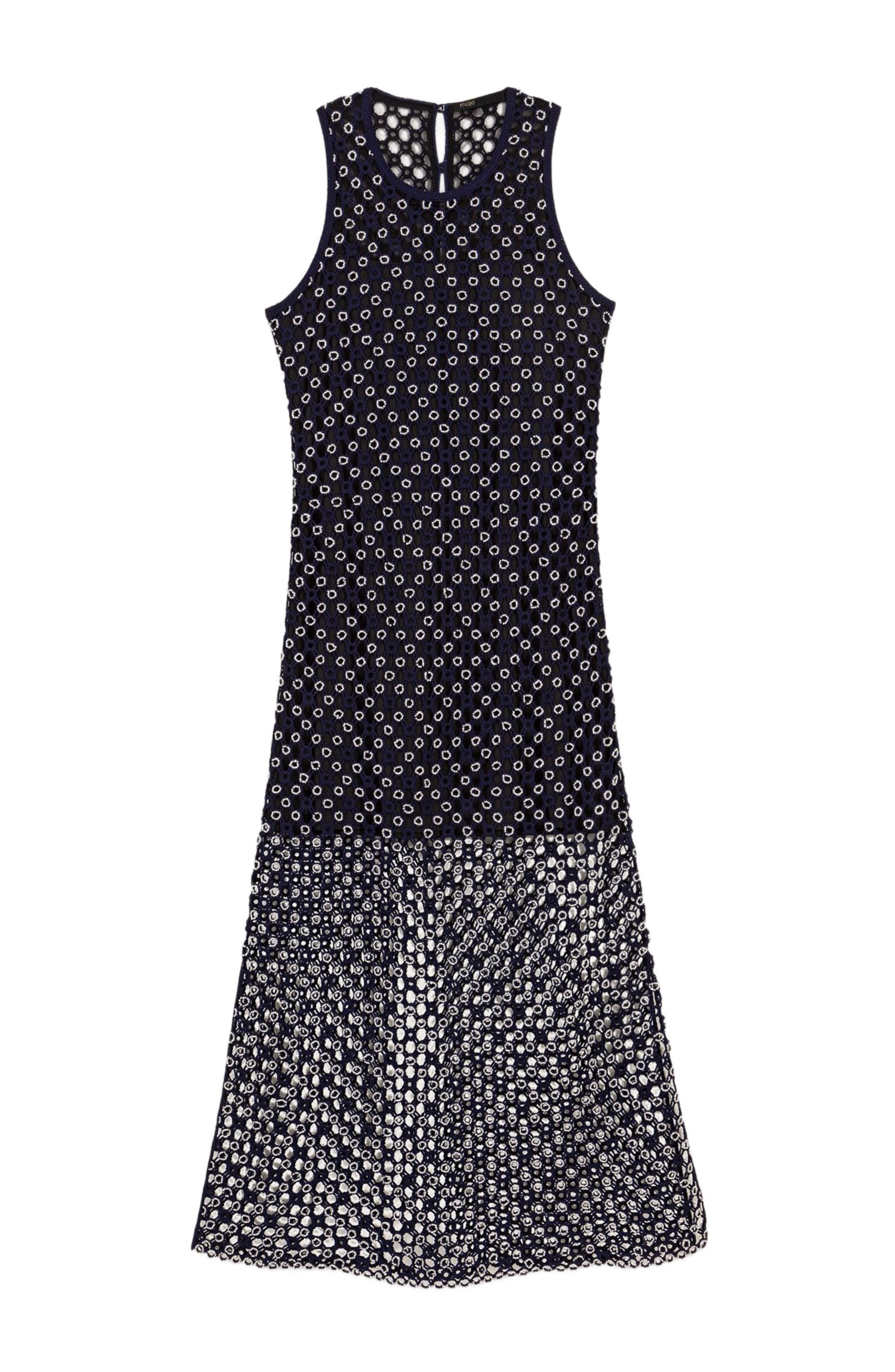 maje Beaded crochet maxi dress in Navy at Nordstrom - 7