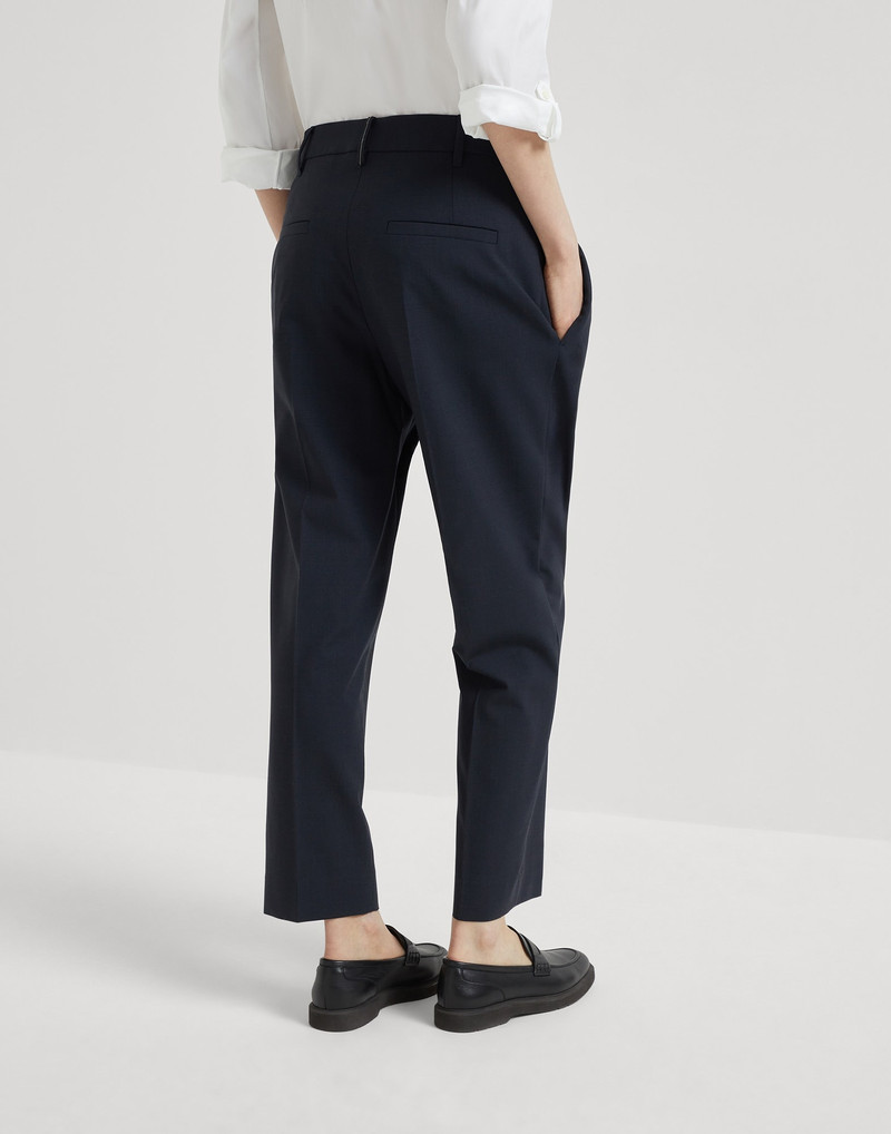 Brunello Cucinelli Tropical luxury wool slouchy trousers with monili outlook