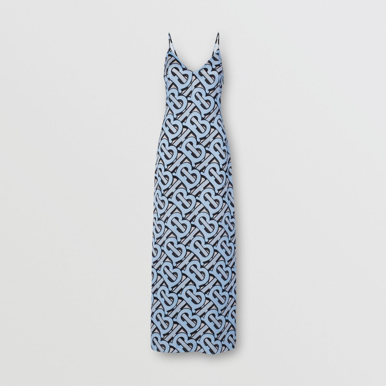 Monogram Print Silk Satin Slip Dress - 1