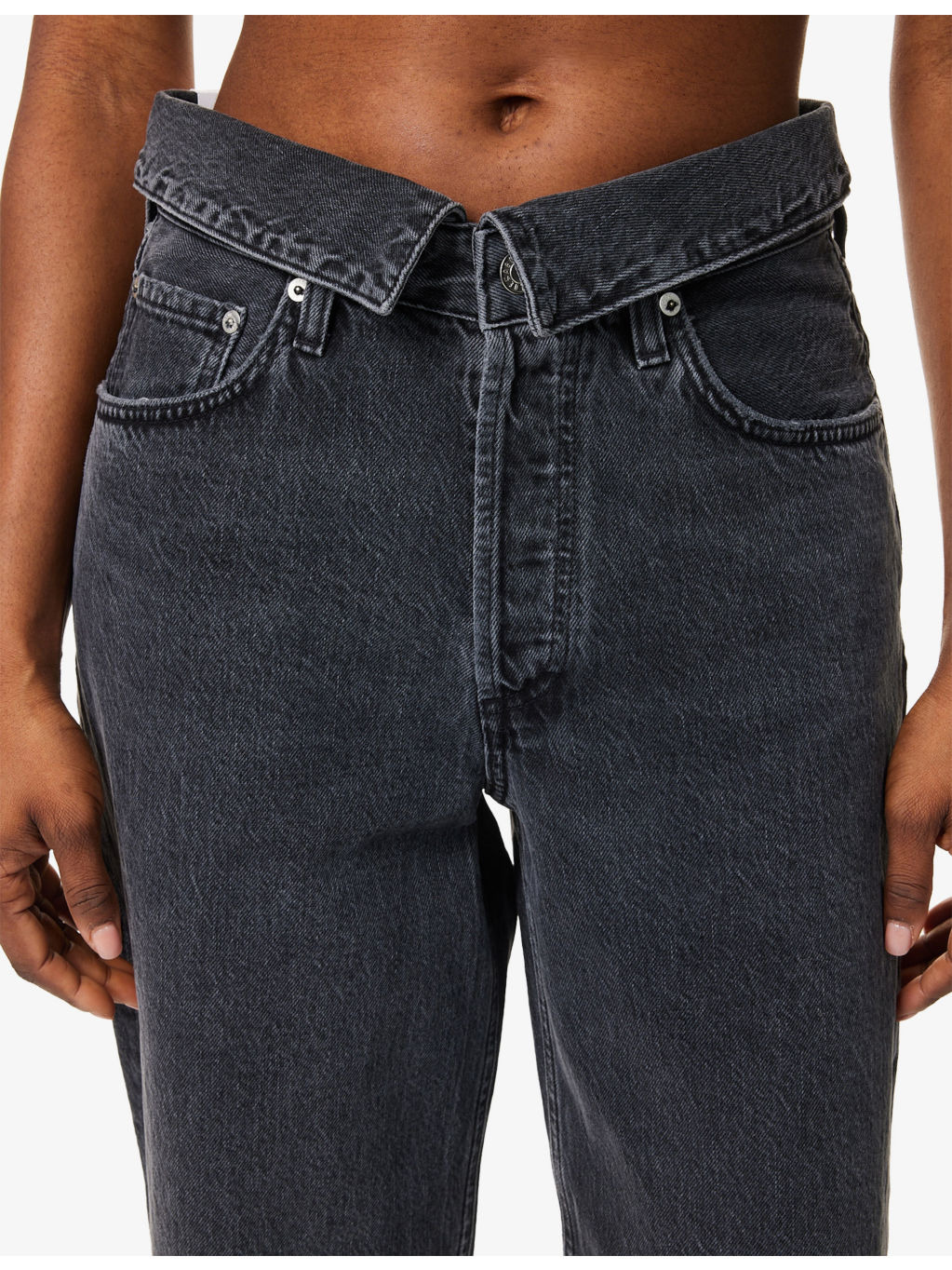 Echo Taper-Leg Foldover-Waist Denim Jeans - 5