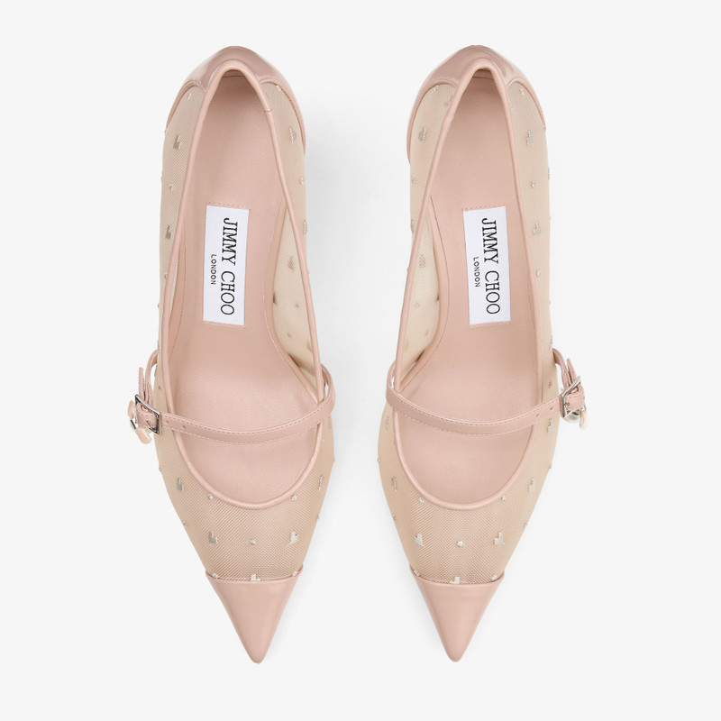Aren Pump 65 Macaron Leather and Heart Mesh Pumps with Pearl Charm 5