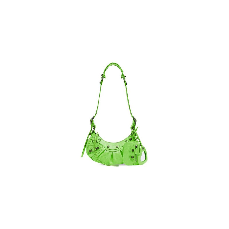 Women's Le Cagole Xs Shoulder Bag Crocodile Embossed in Green - 1