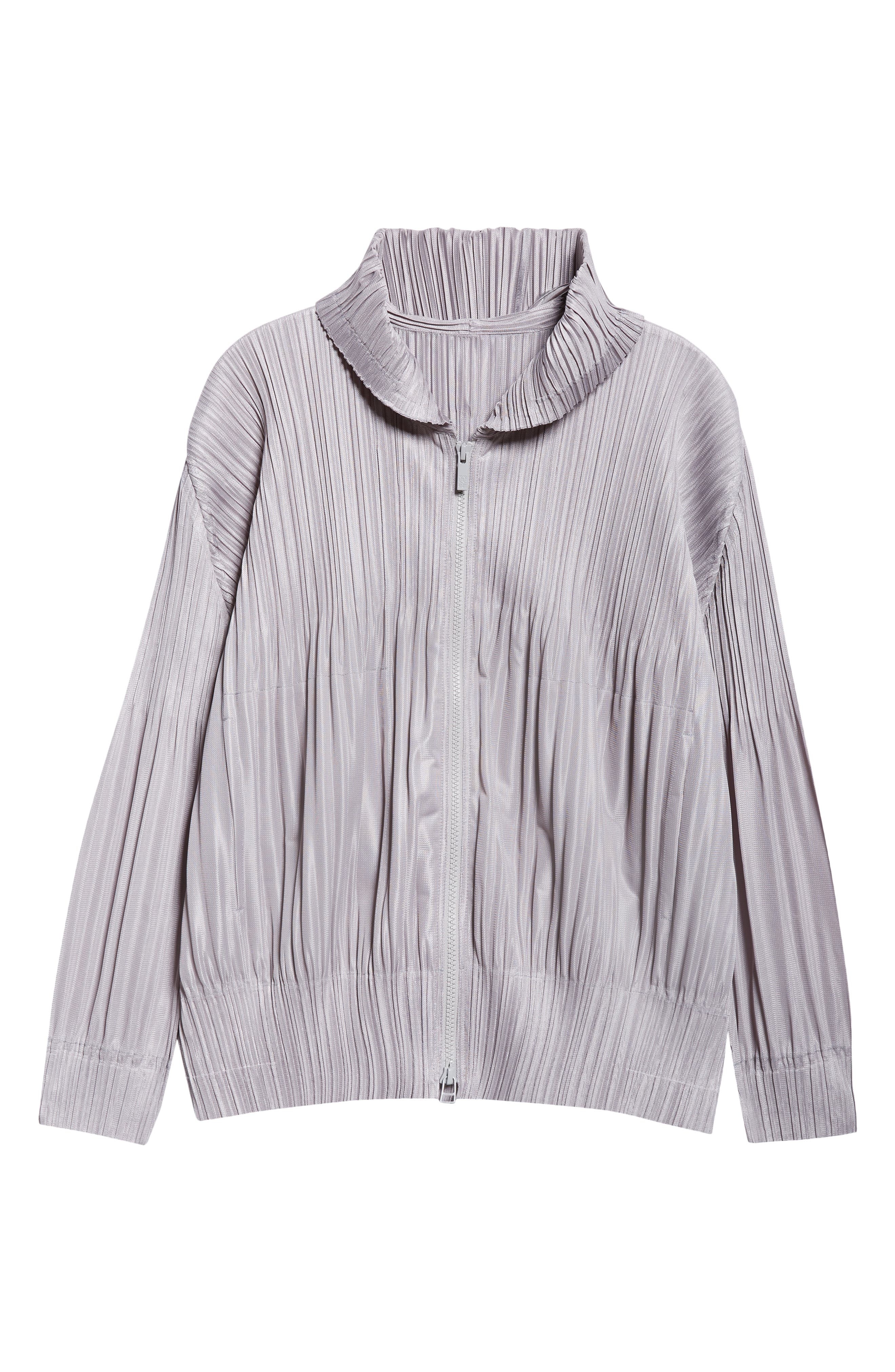 Pleats Please Issey Miyake Pleated Zip Front Hoodie in Cool Gray at Nordstrom - 6