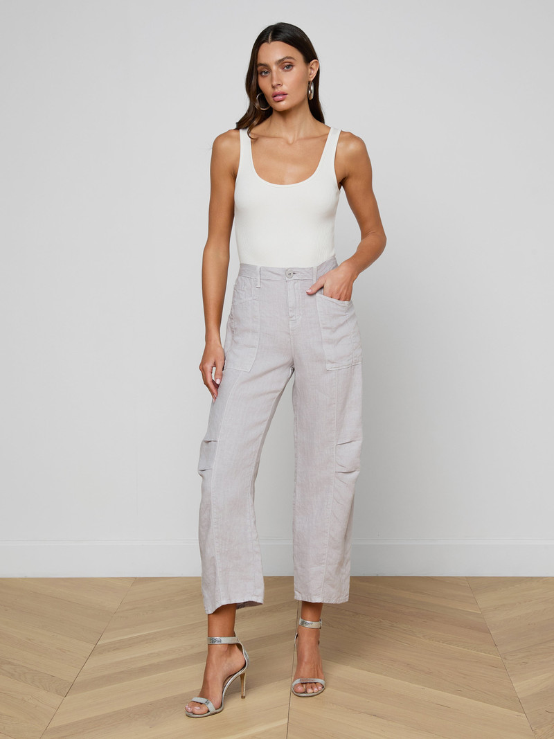 L'AGENCE Cody Cropped Linen Pant outlook