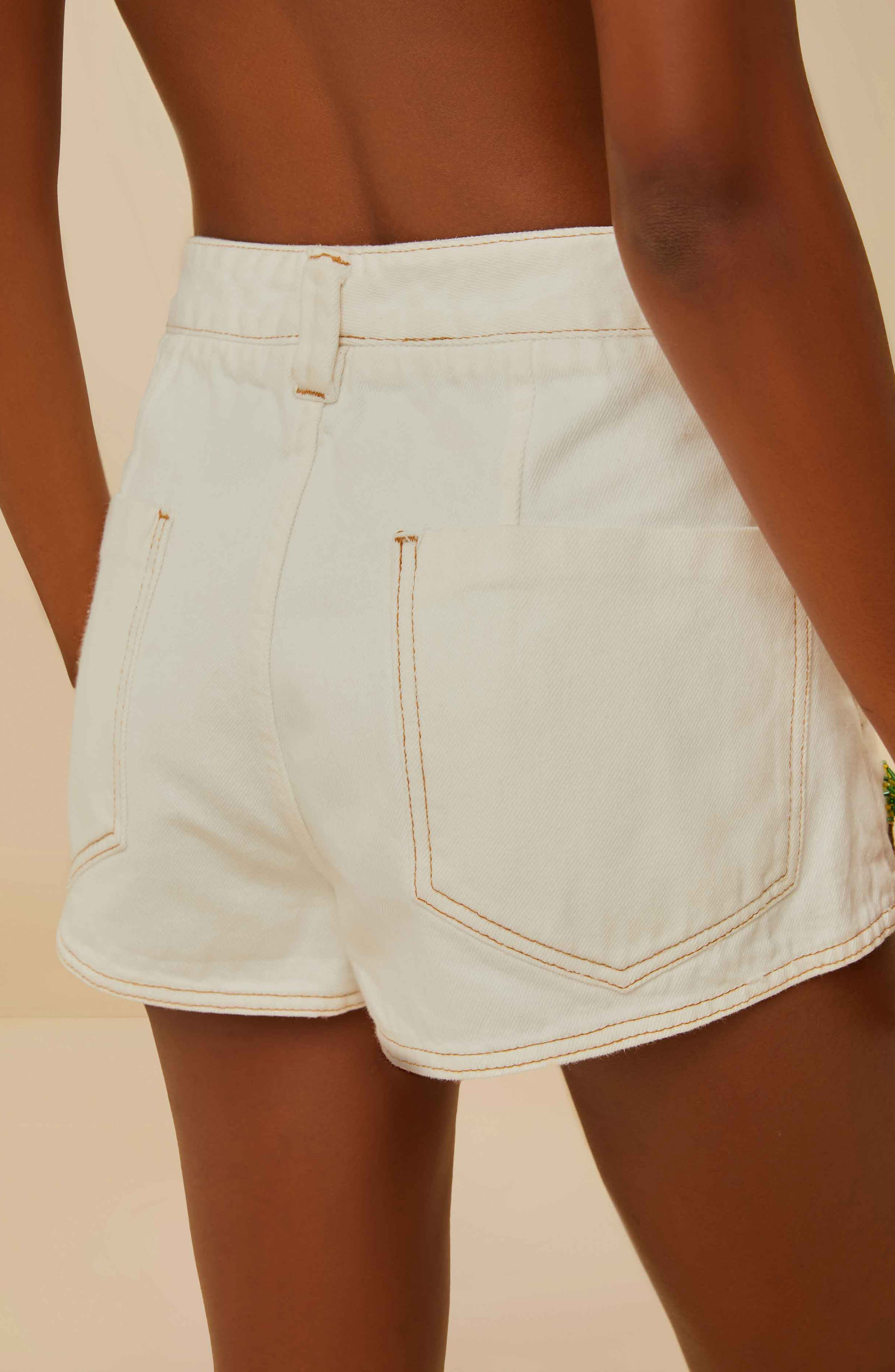 FARM Rio Embroidered Coconut Tree Shorts in Off-White at Nordstrom - 3