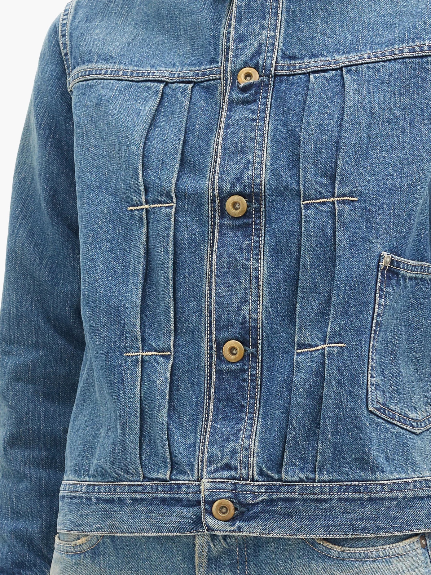 Pleated denim jacket - 3