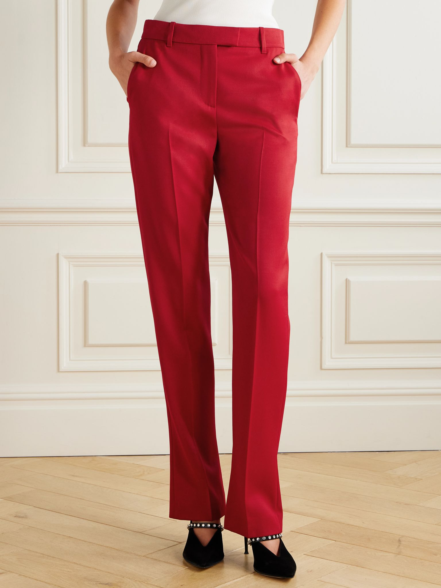 Grain de poudre wool straight-leg pants Red - 3