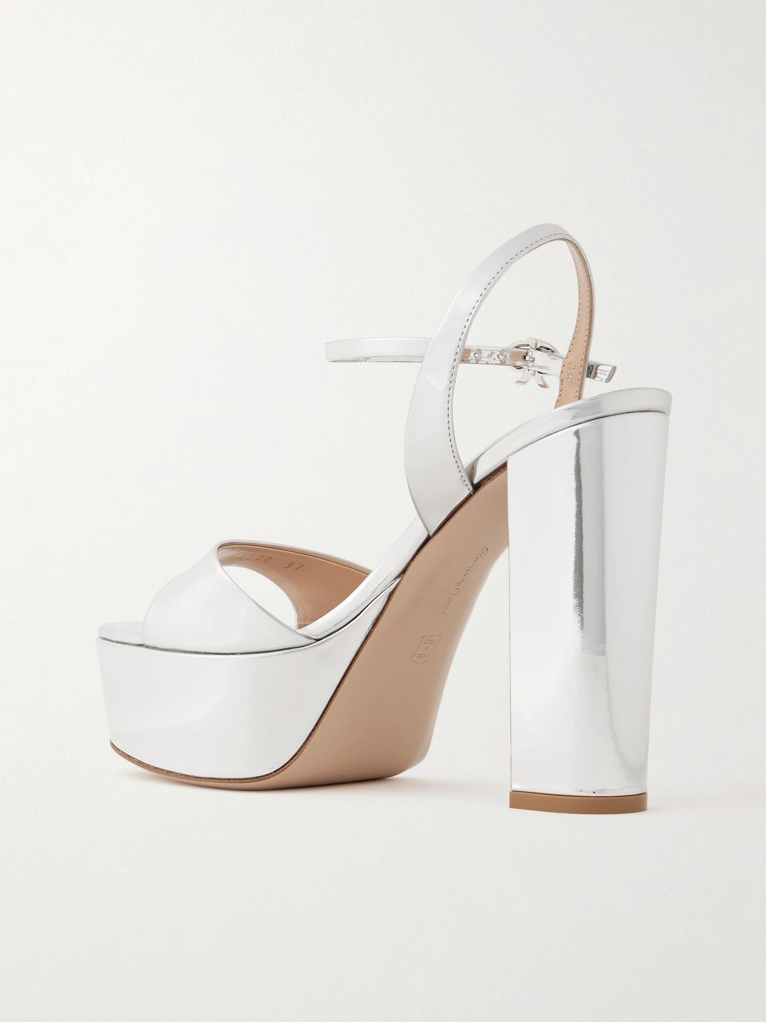 Marlena 85 mirrored-leather platform sandals Silver - 3
