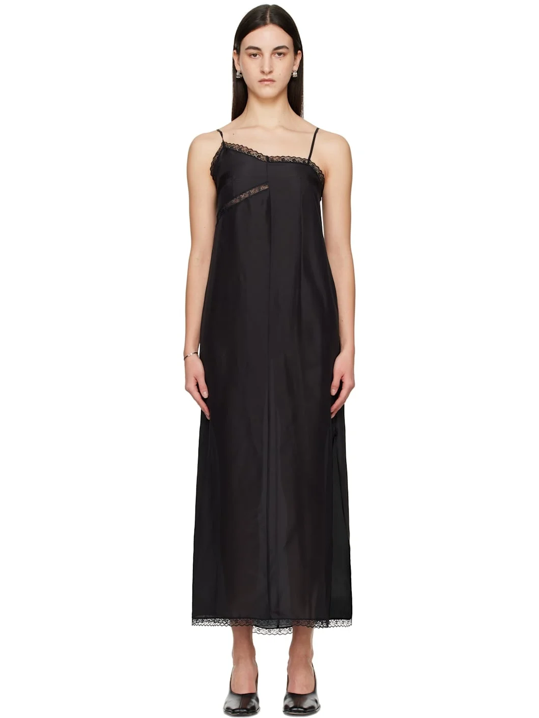 Black Light Silk Lace Maxi Dress - 1