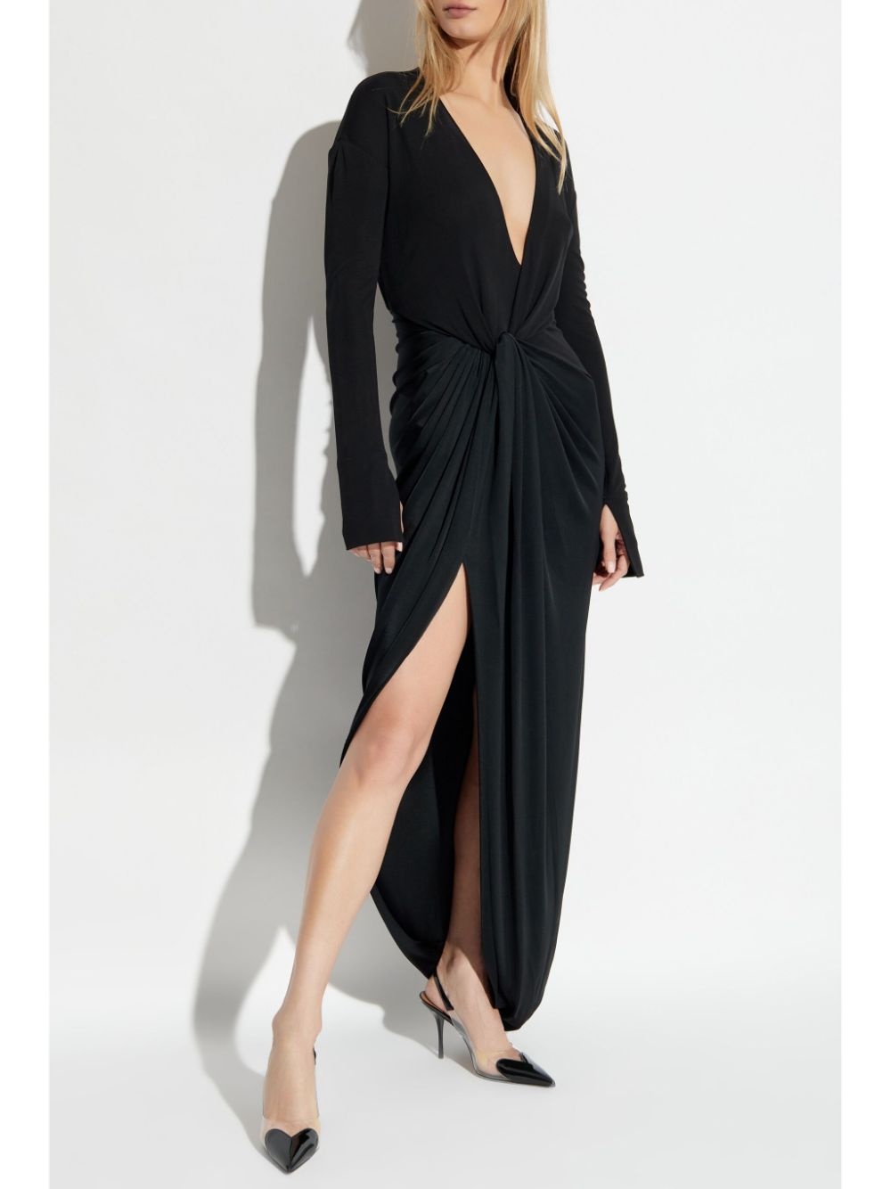 knot-detail jersey gown - 2