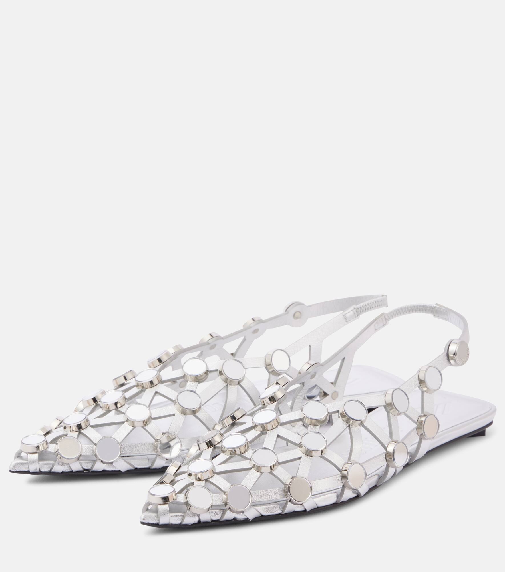 Grid leather ballet flats - 4