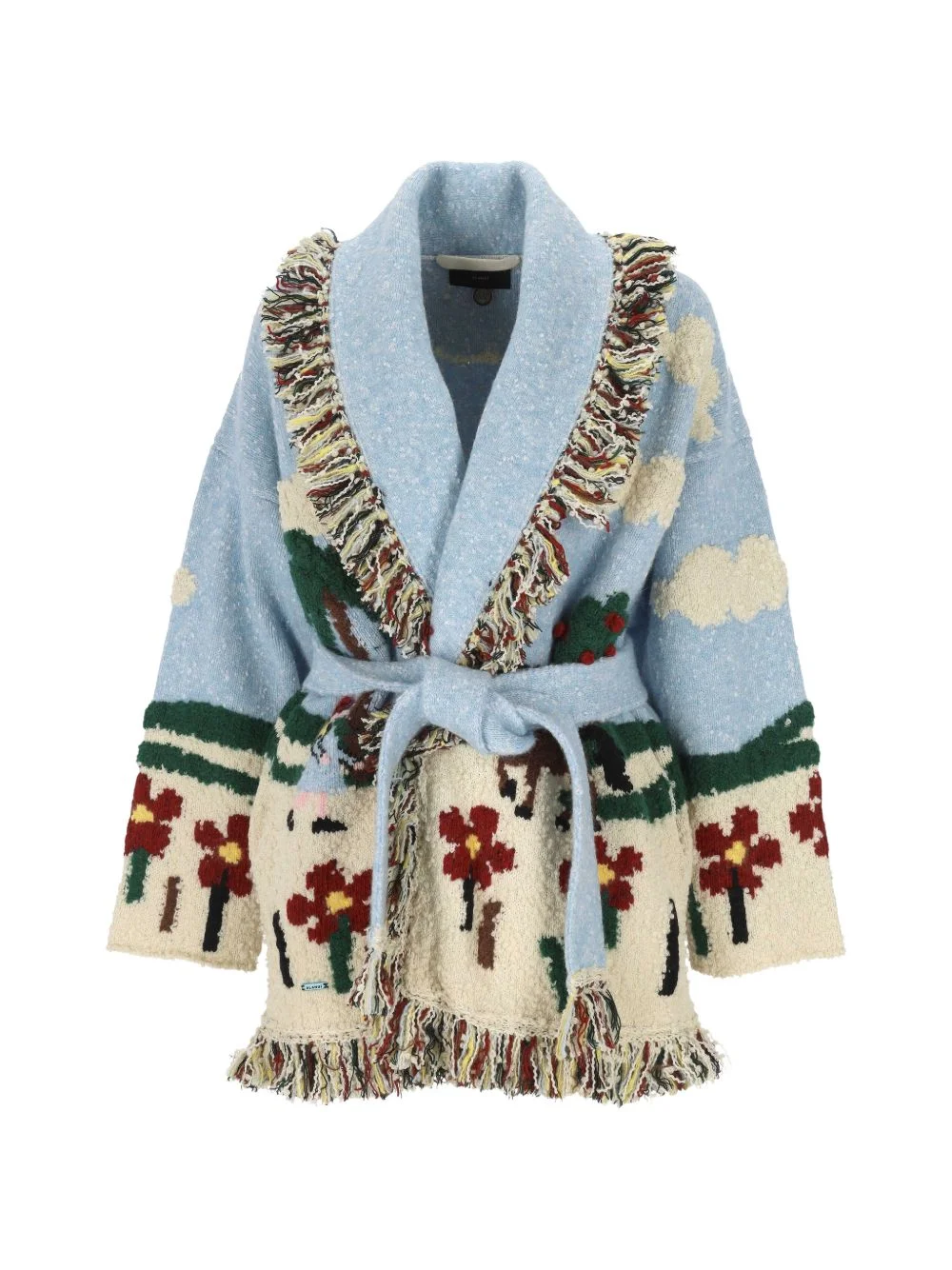 Casa Alanui fringed intarsia-knit cardi-coat - 1