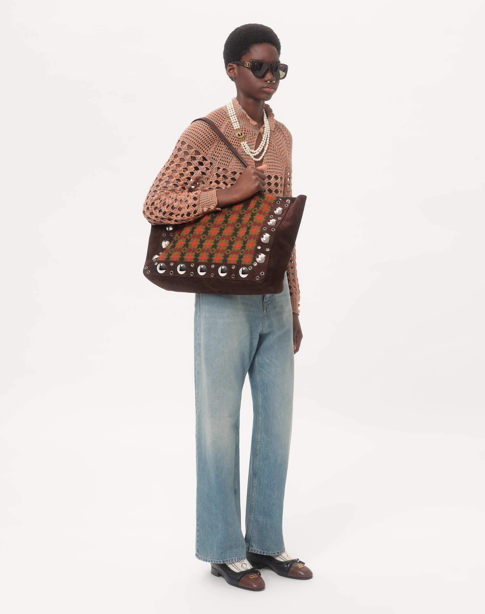 VALENTINO GARAVANI NELLCÔTE LARGE SHOPPING BAG IN JACQUARD FABRIC - 2