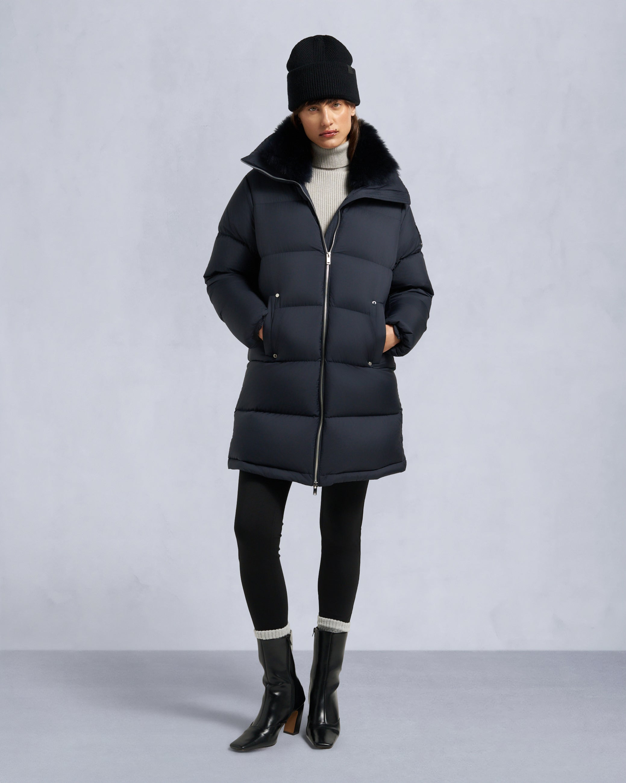 BELLE DUNE LONG SHEARLING TRIM PUFFER - 2