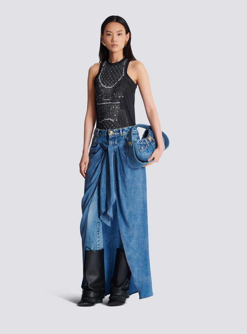Balmain Soft tank top with faux embroidery print outlook