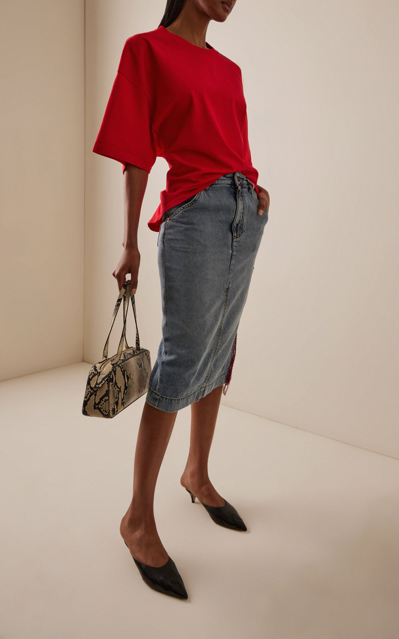 DARKPARK Doyle Draped Cotton T-Shirt red outlook