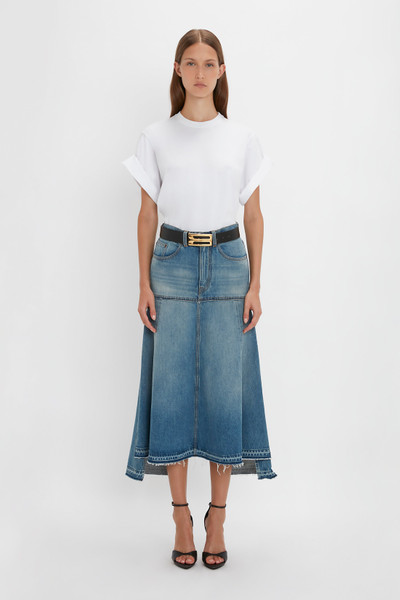 Victoria Beckham Patched Denim Skirt In Vintage Wash outlook