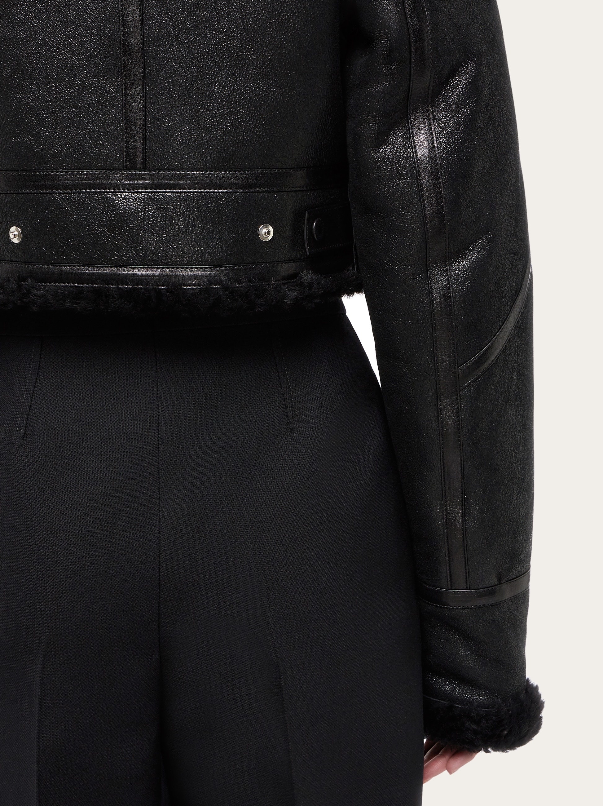 Cropped shearling bomber - 6