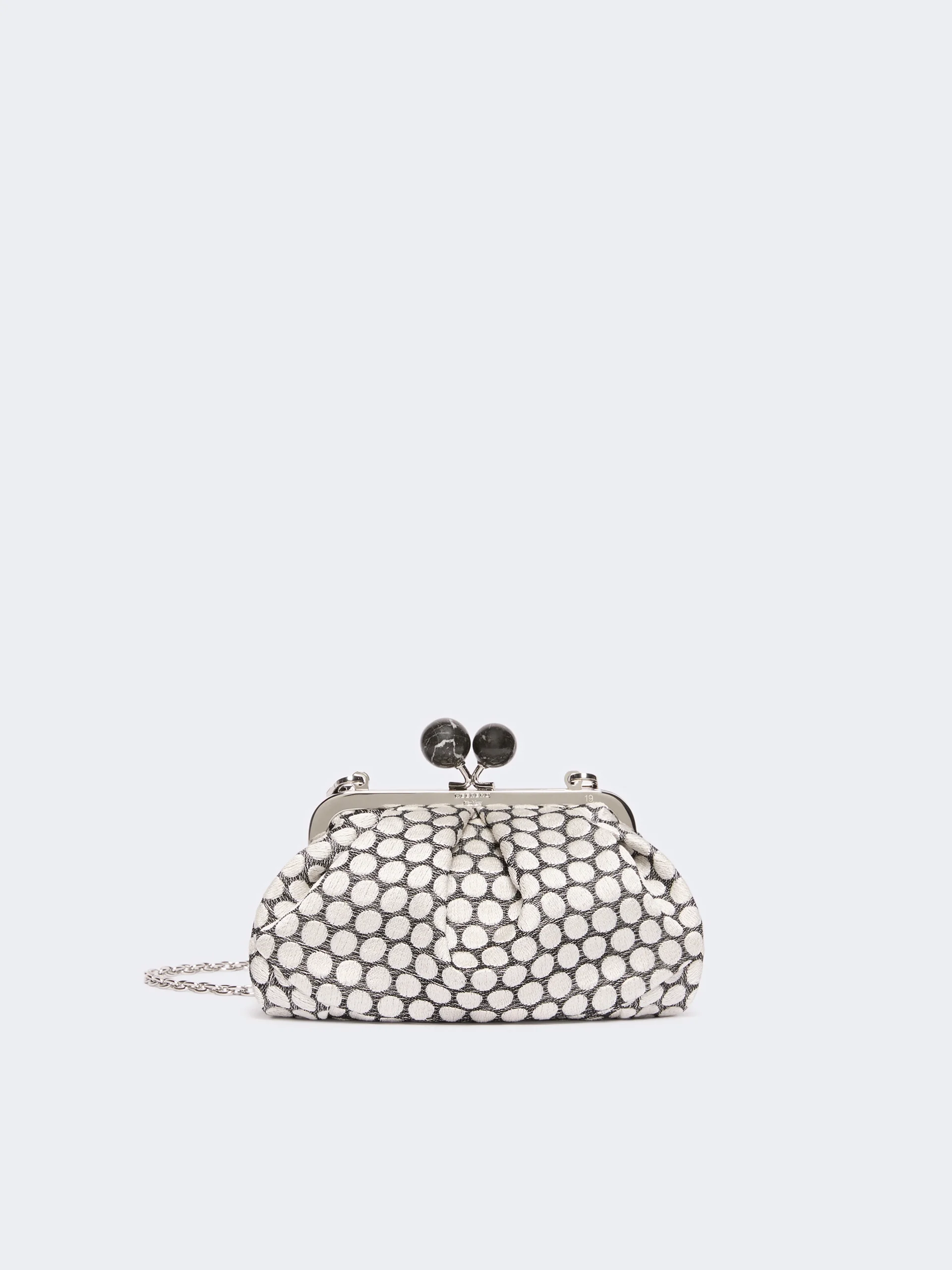 ITALIANROOTSS Small Pasticcino Bag in linen, silk and cotton jacquard - BLACK - 1