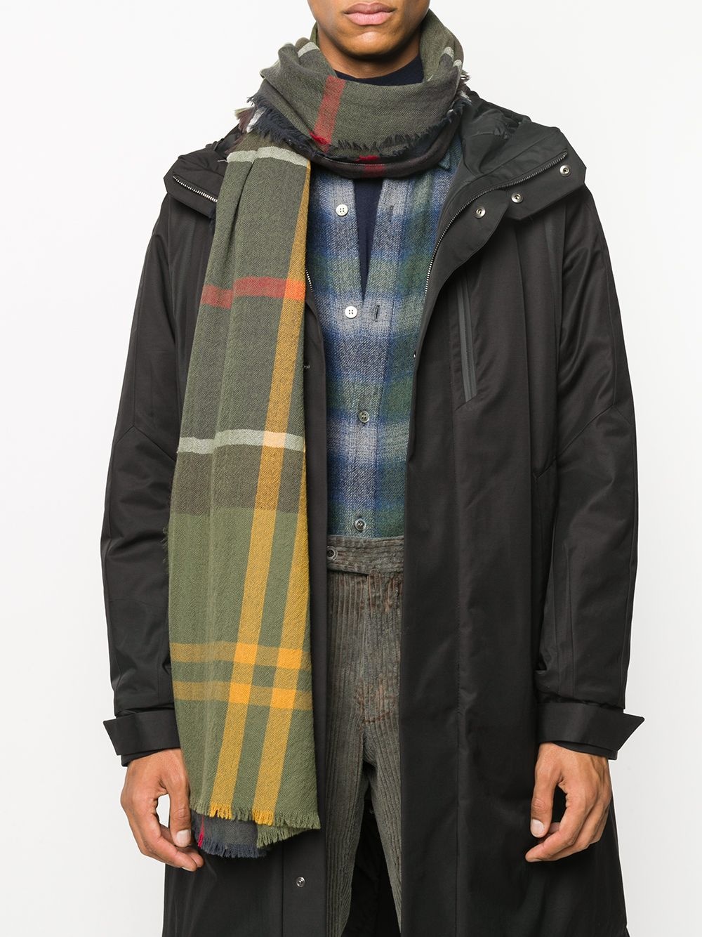 checked frayed edge scarf - 2