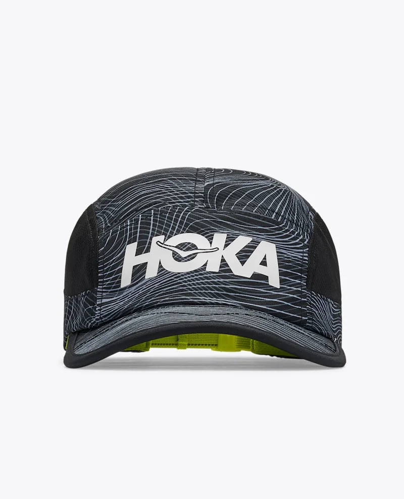 Hoka Run Hat in Black/White Prt - 1