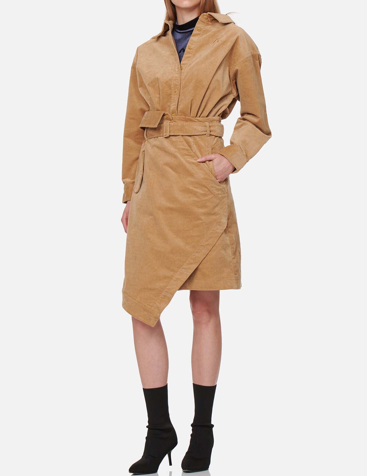 Logo Embroidered Corduroy Dress - 5