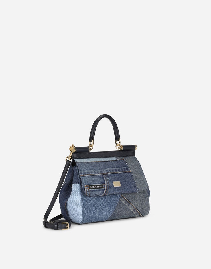 Small Sicily bag in patchwork denim and calfskin - 3