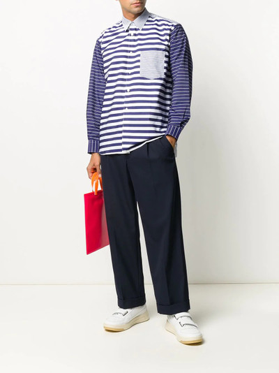 Comme des Garçons SHIRT striped panelled cotton shirt outlook